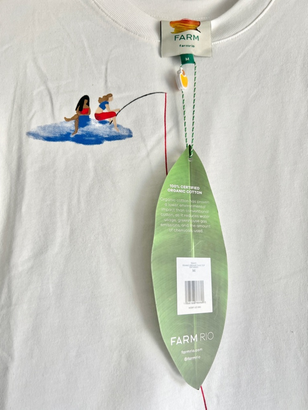 FARM Rio Off-White Fishing Dreams Padded Shoulder T-Shirt Size Medium NWT - Picture 7 of 11